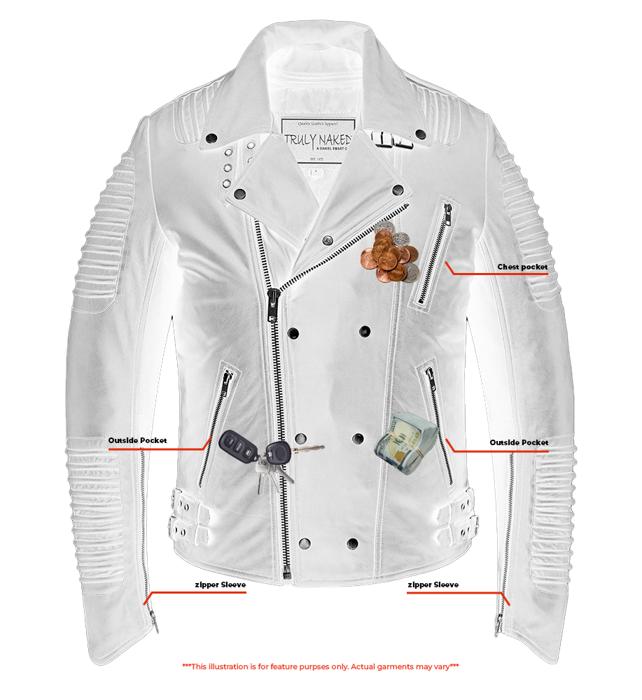 Black Ace Men's Black Fashion Leather Jacket with Ribbed Accents