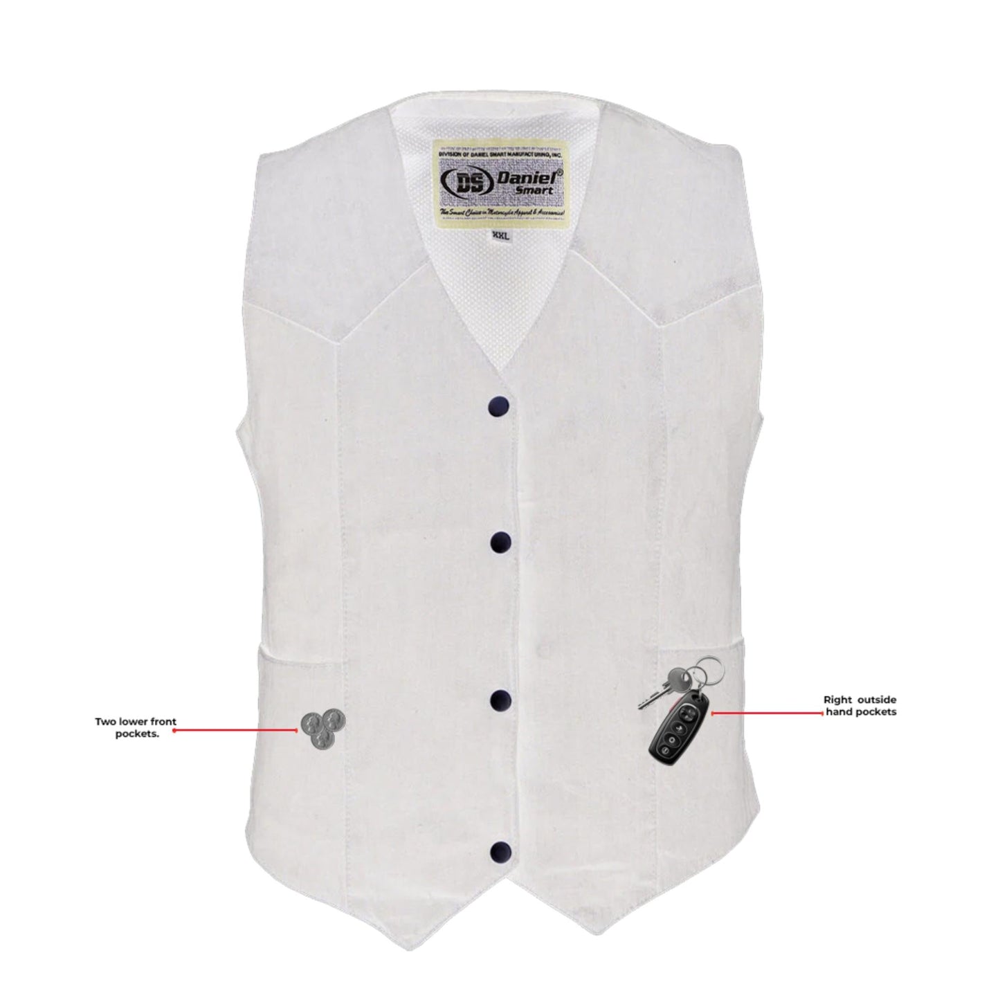 DM Women's Denim Classic Plain Sides Vest