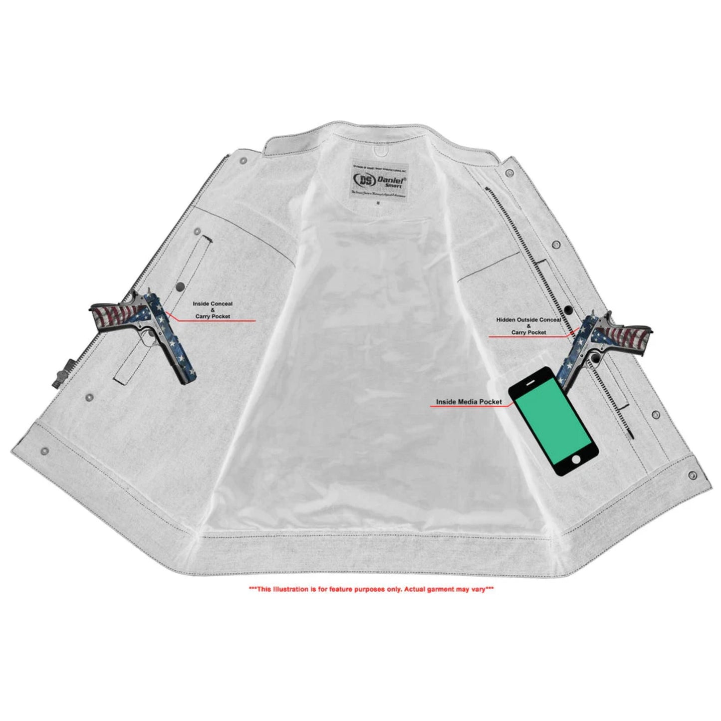 DM Women's Denim Classic Plain Sides Vest