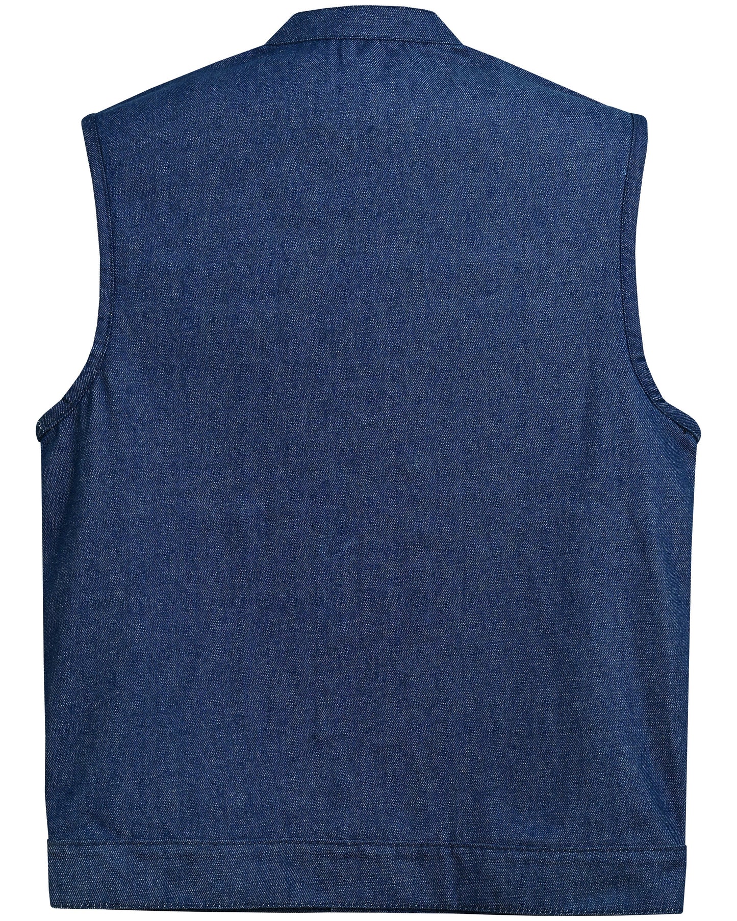 DM Men's Blue Rough Rub-Off Raw Finish Denim Vest