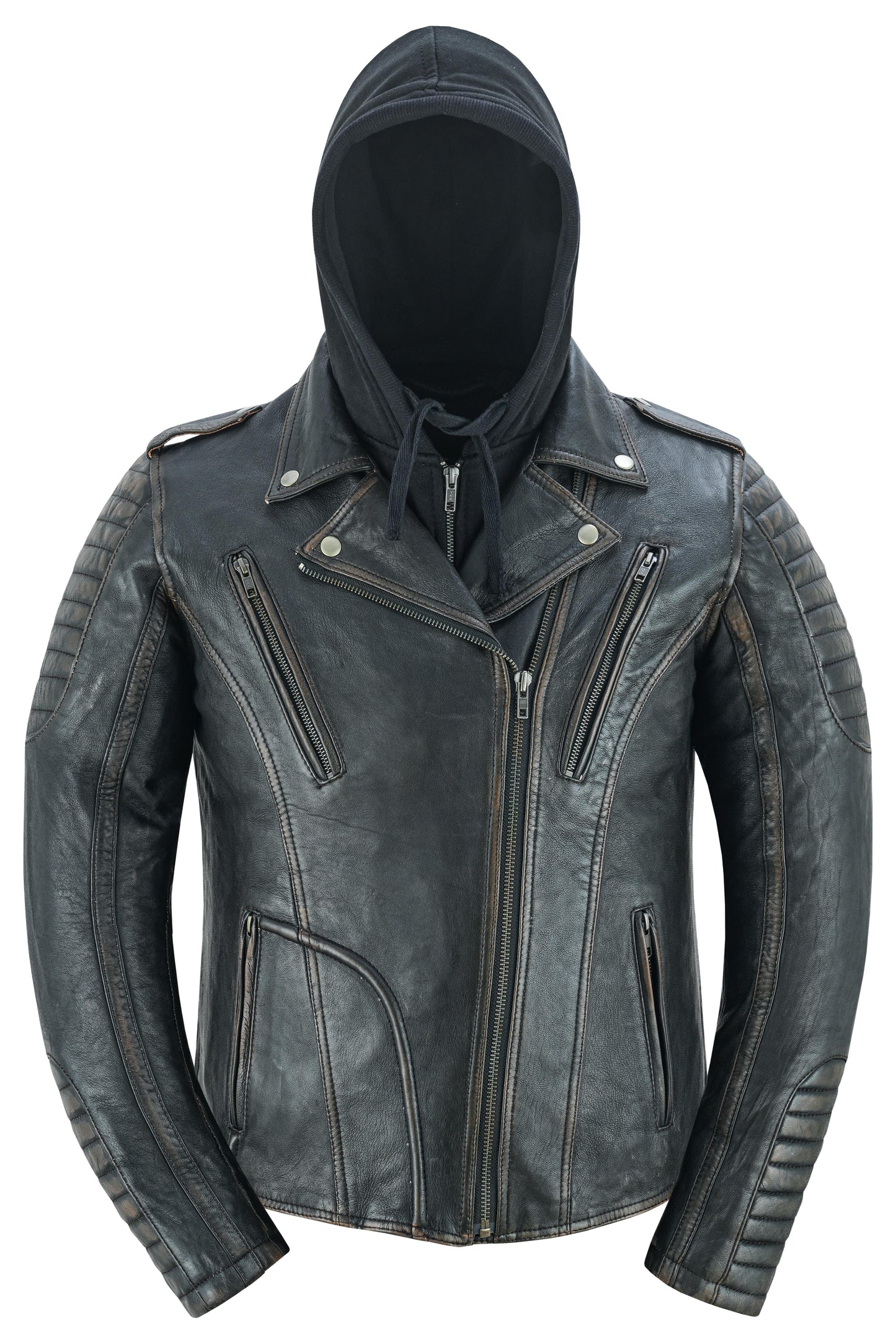 DS Women's Lightweight Drum Dyed Distressed Naked Lambskin M/C Jac