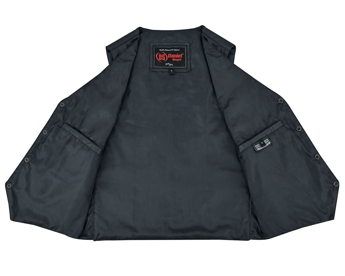 RC Men's Traditional Light Weight Black Leather Motorcycle Vest