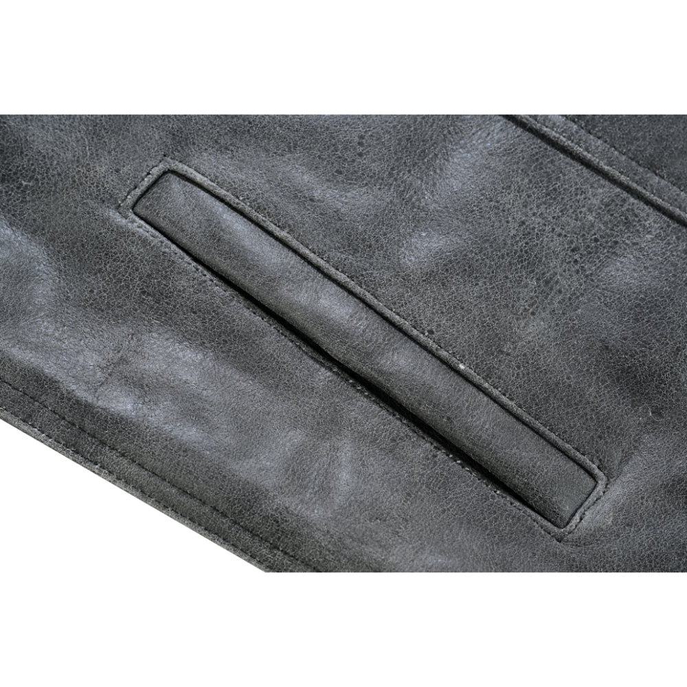 RC Men's Distressed Gray Cowhide Leather  Motorcycle Vest