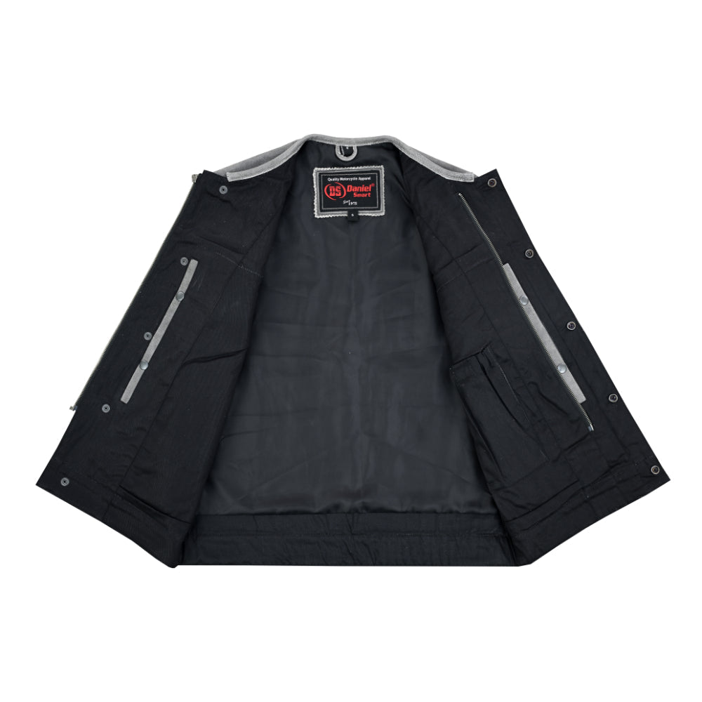 RC Men's Distressed Gray Cowhide Leather  Motorcycle Vest