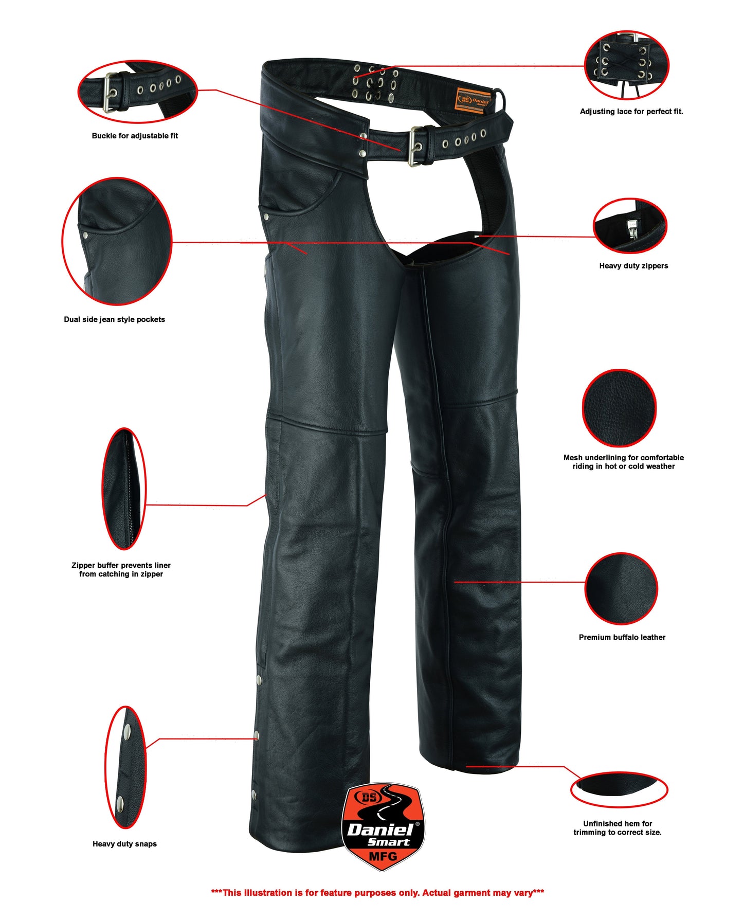 RC Tall Classic Leather Chaps with Jeans Pockets