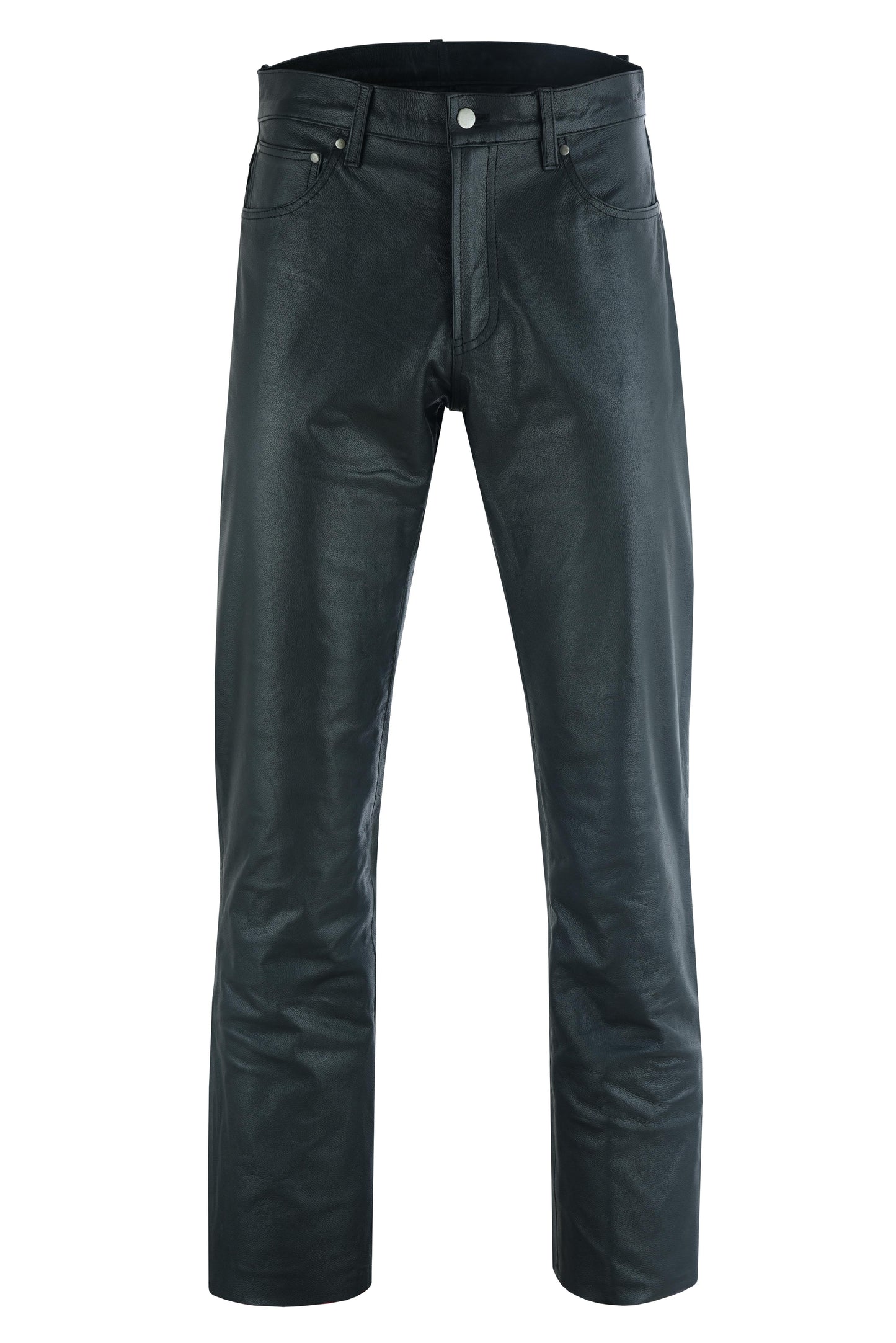 RC Women's Classic 5 Pocket Black Casual Motorcycle Leather Pants