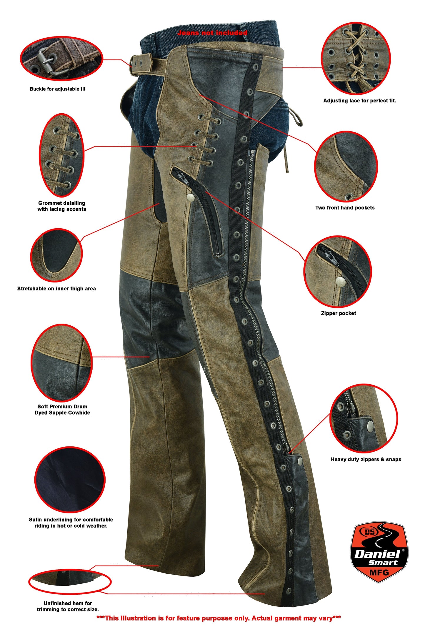 RC Women's Stylish Lightweight Hip Set Chaps- Two Tone