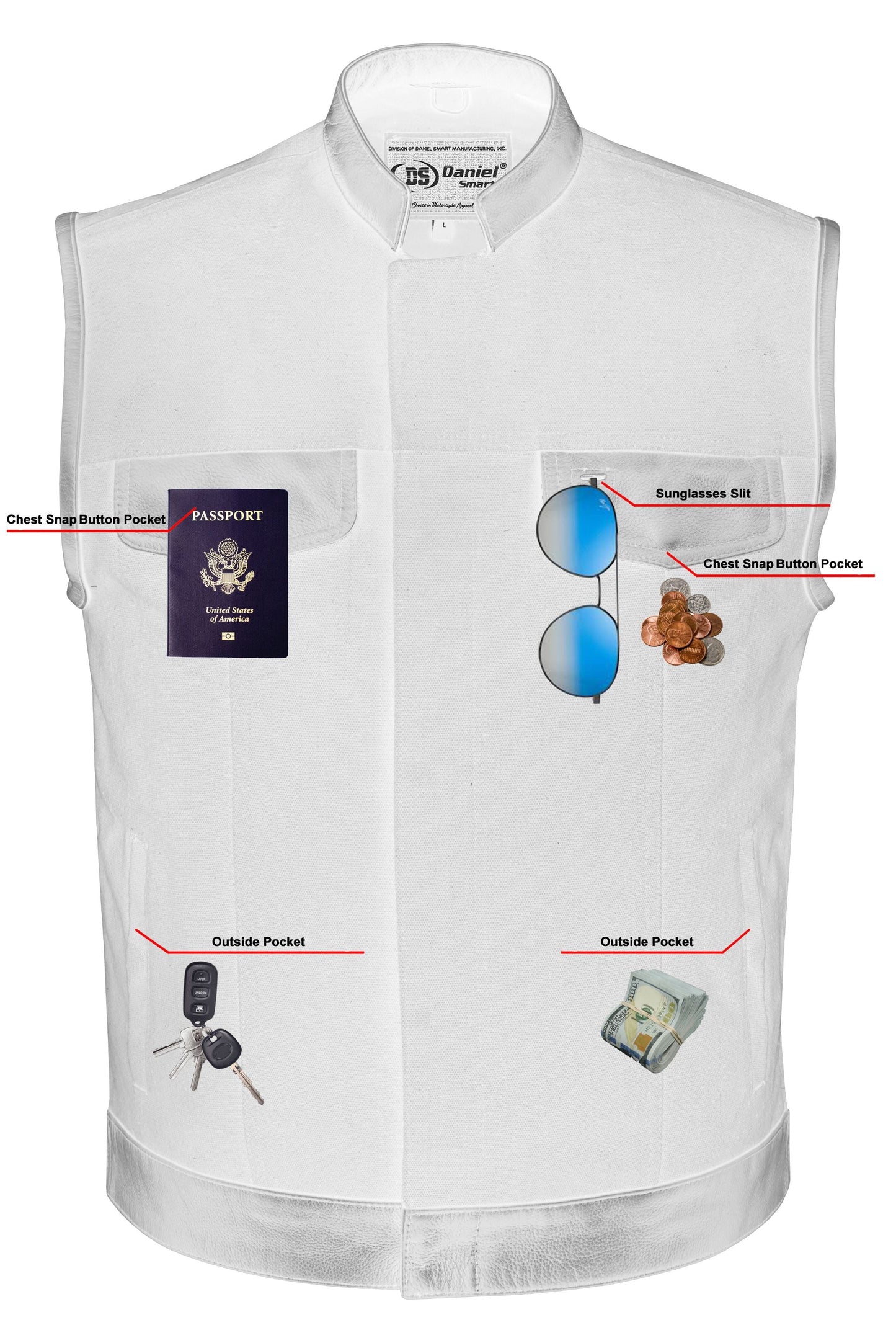 RC Canvas Material Single Back Panel Concealment Vest W/Leather Tr