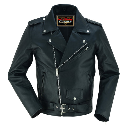 Dawn Rider Men’s Premium Black Leather Motorcycle Jacket