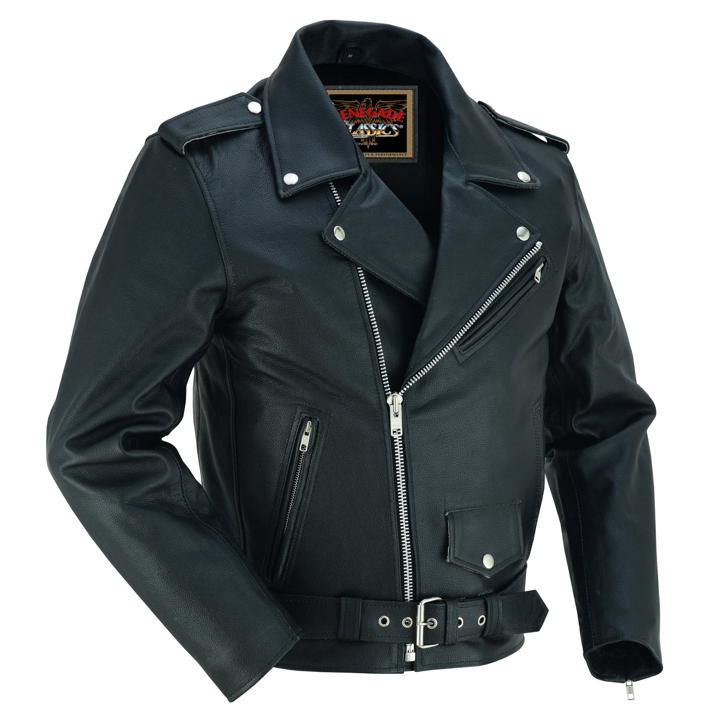 Dawn Rider Men’s Premium Black Leather Motorcycle Jacket