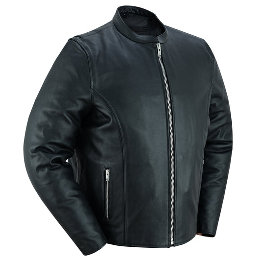 RC Men’s Classic Black Scooter Leather Jacket