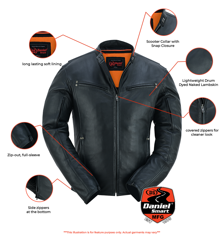 RC Men's Lightweight Drum Dyed Naked Lambskin Jacket - Black