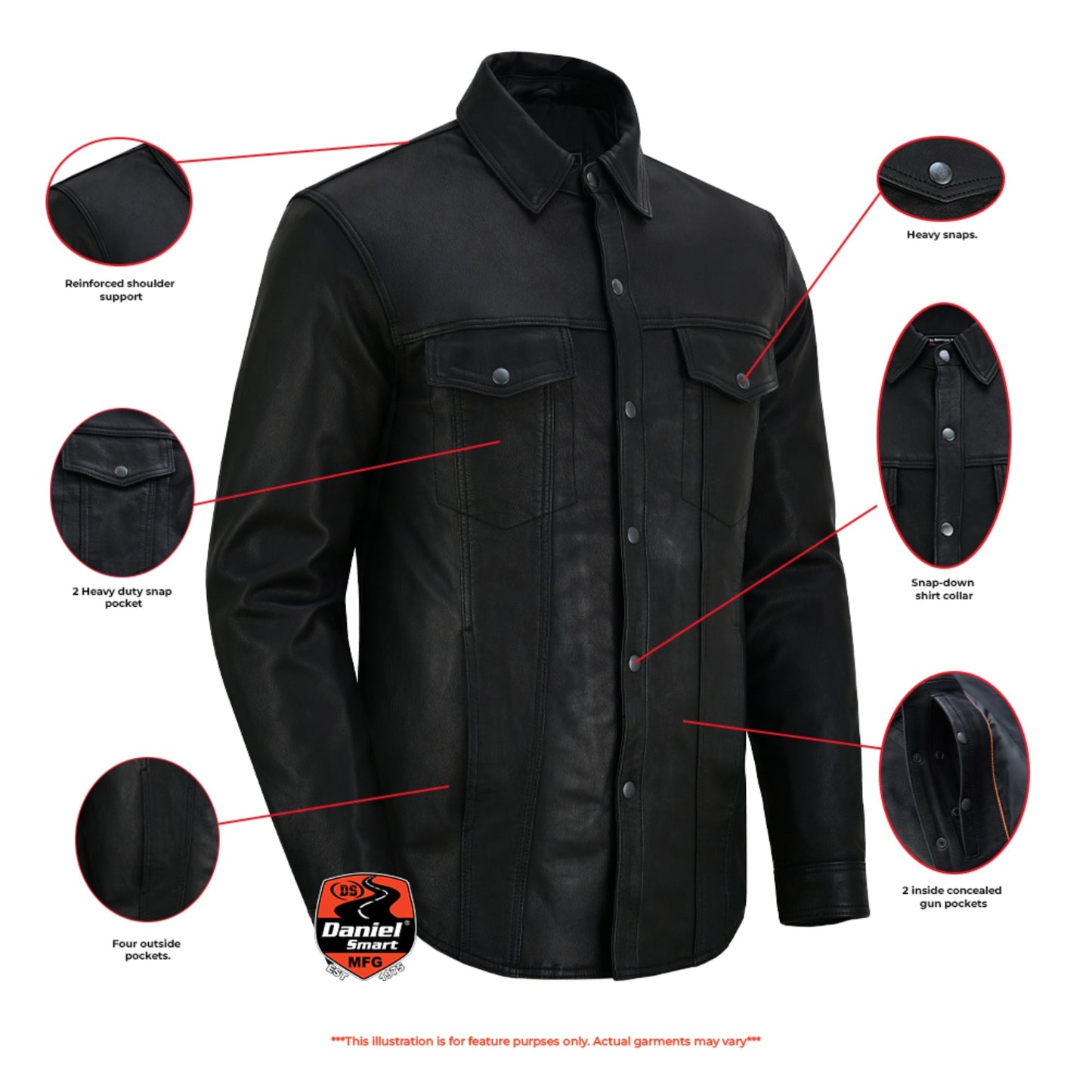RC Men’s Premium Lightweight  Black Leather Shirt