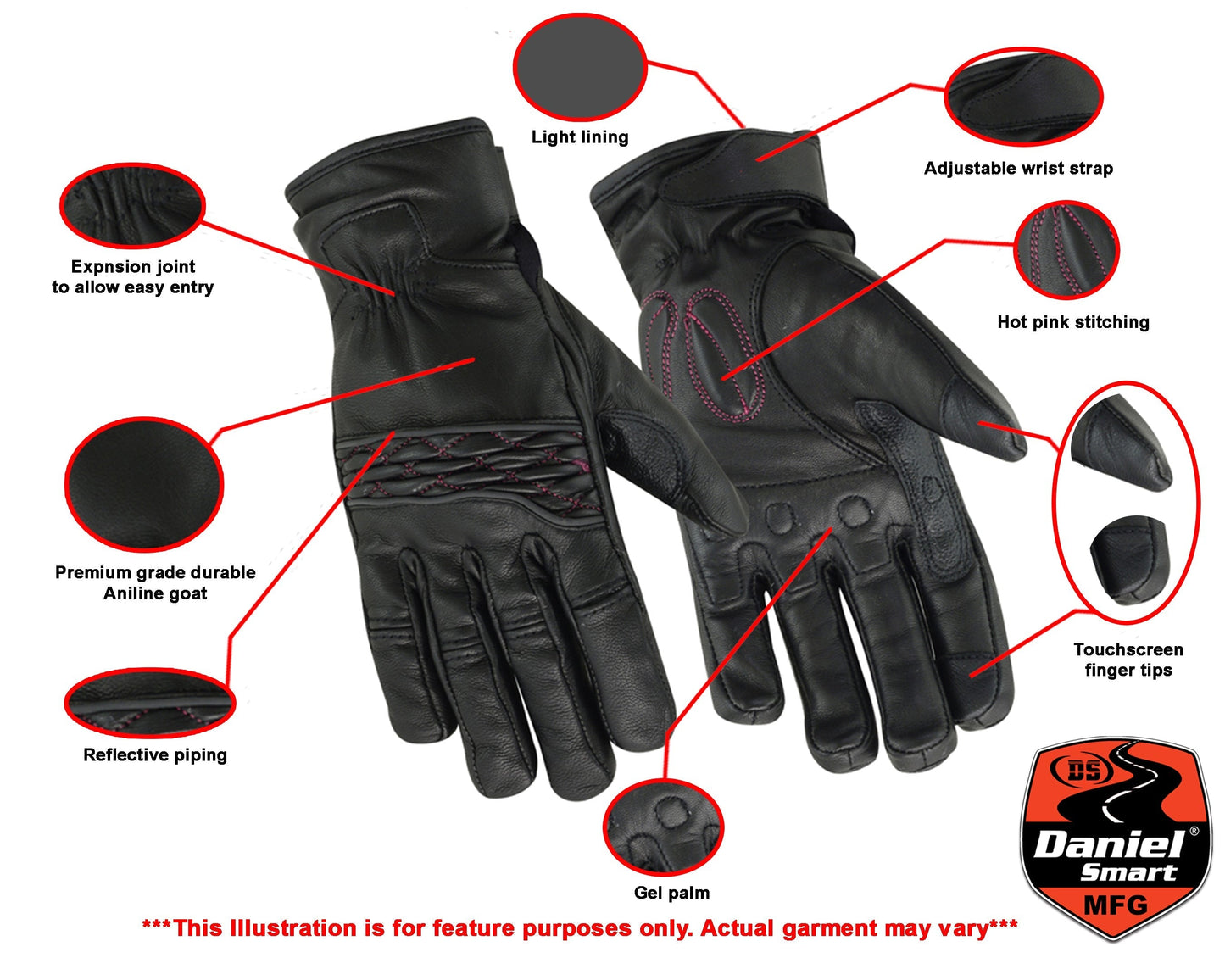 RC Women's Cruiser Glove (Black/Pink)
