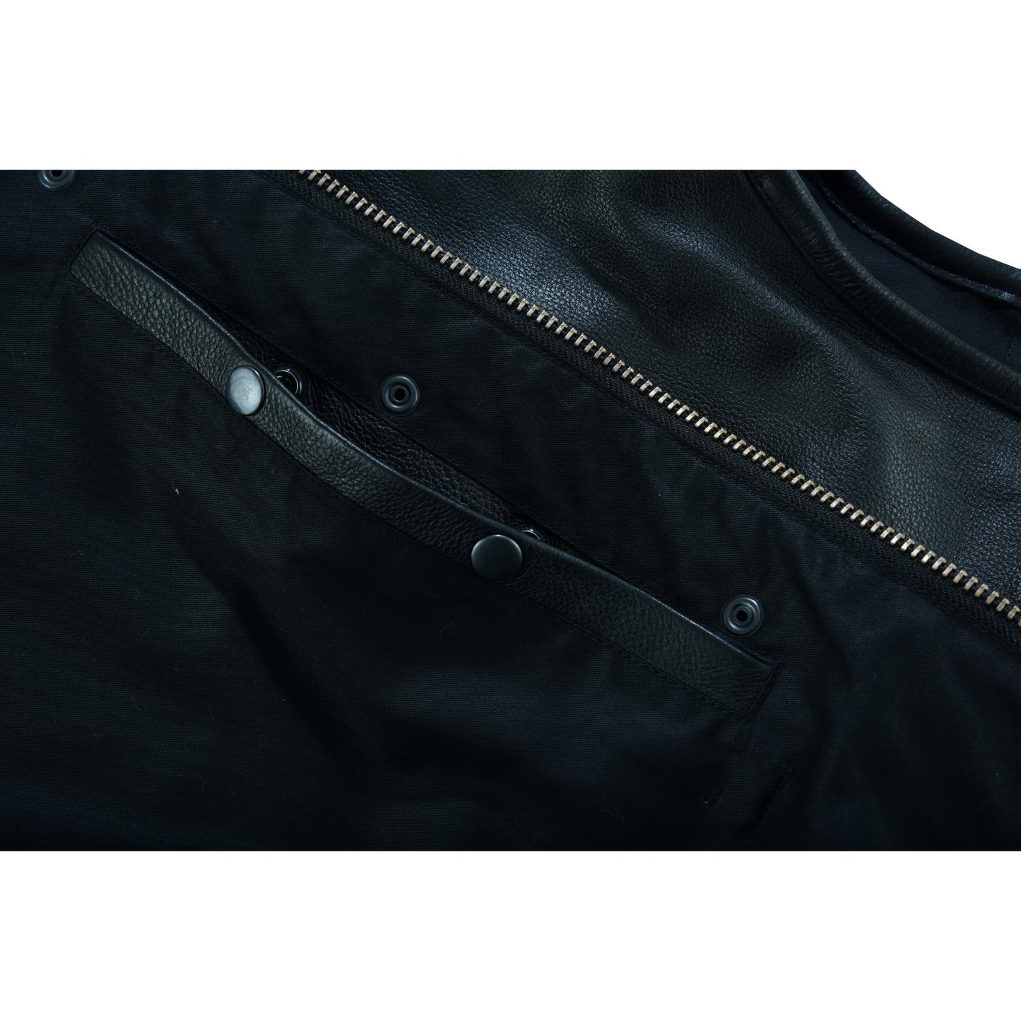 RC Men's Titan Black Leather Vest - Milled Cowhide, Hidden Zipper