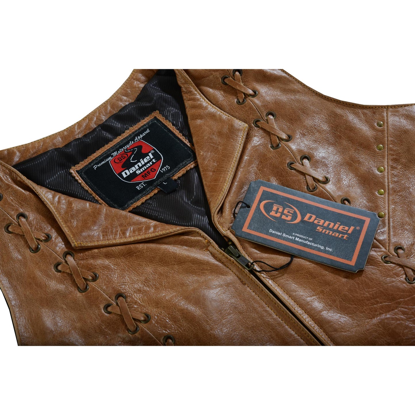 RC Women's Brown Zippered Vest with Lacing Details