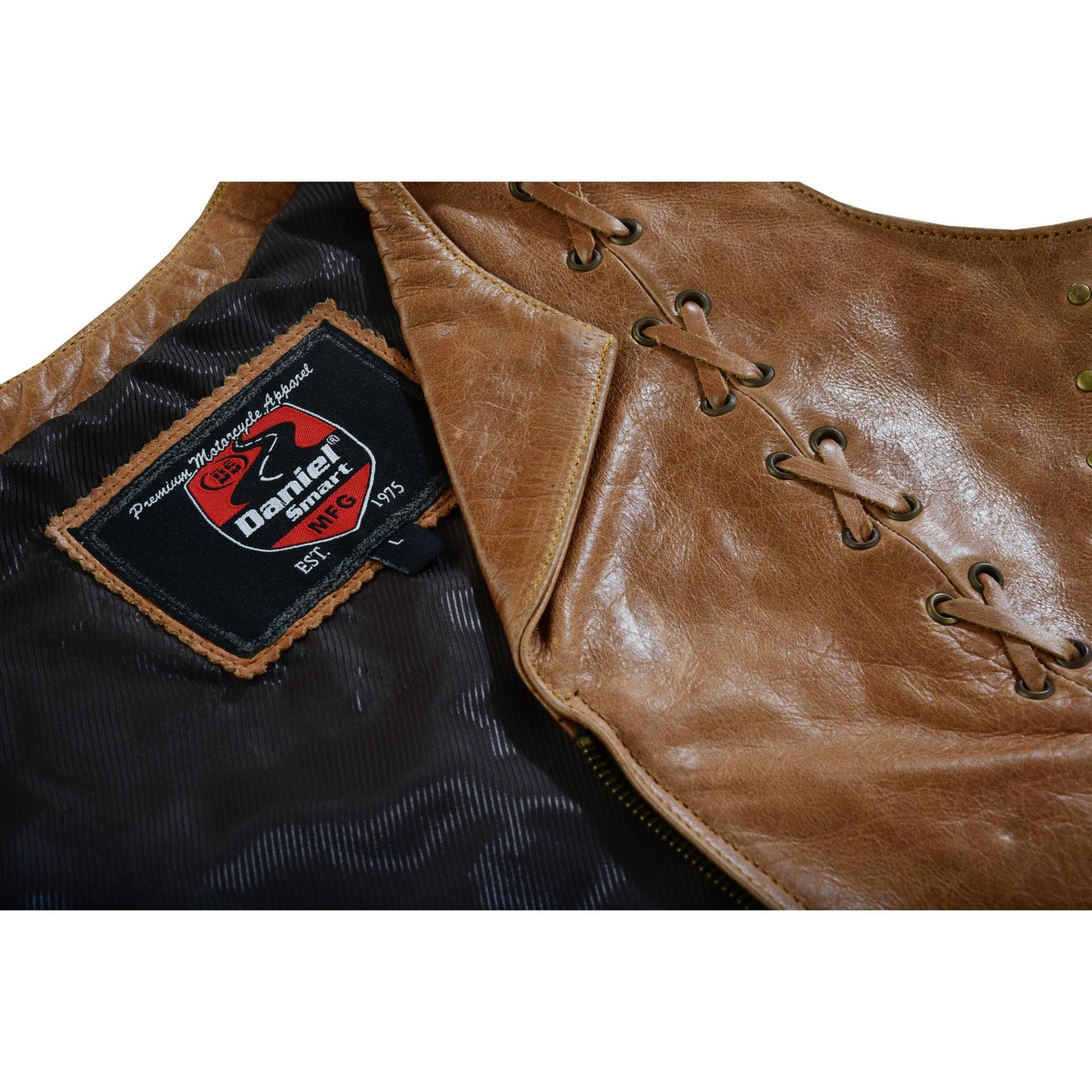 RC Women's Brown Zippered Vest with Lacing Details