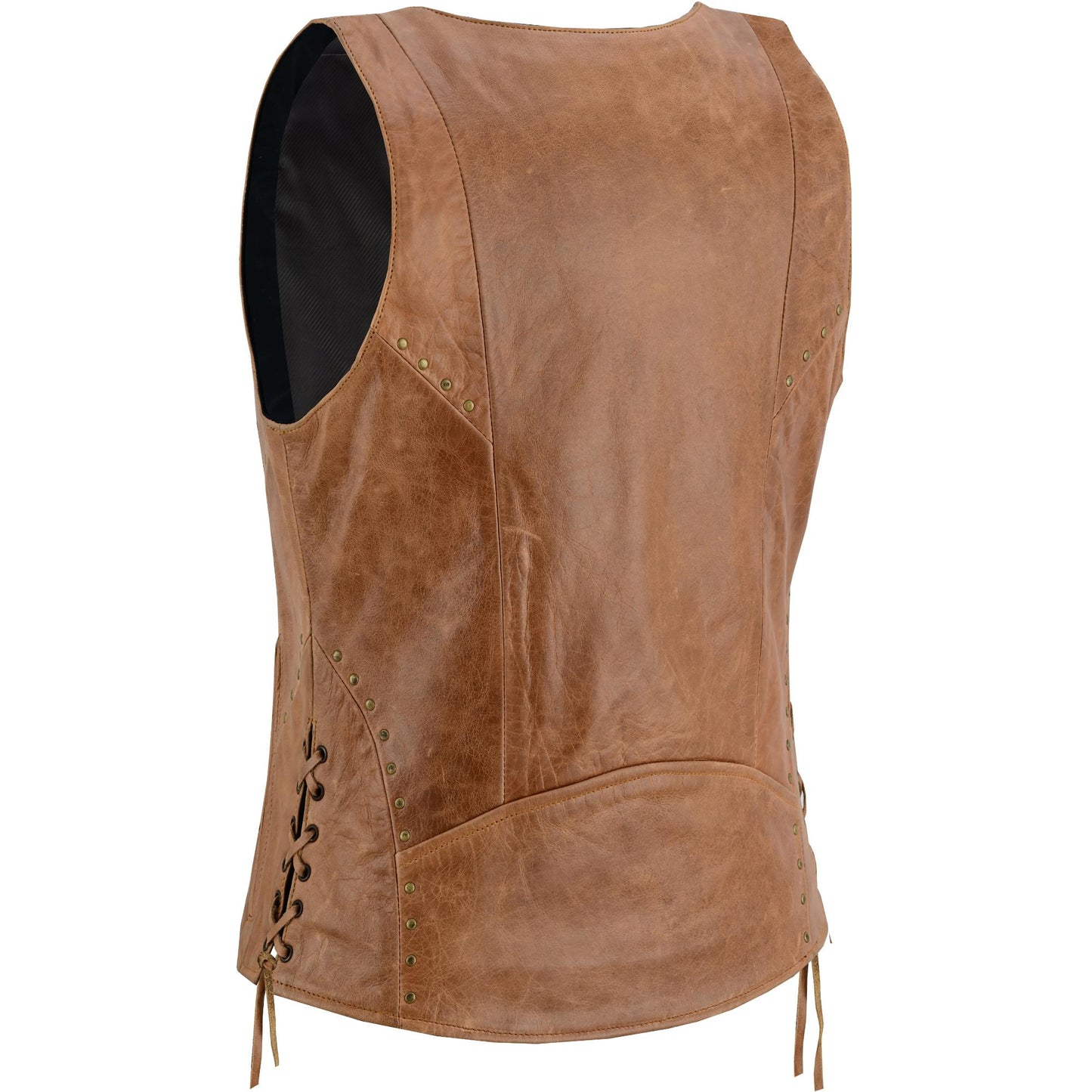 RC Women's Brown Zippered Vest with Lacing Details