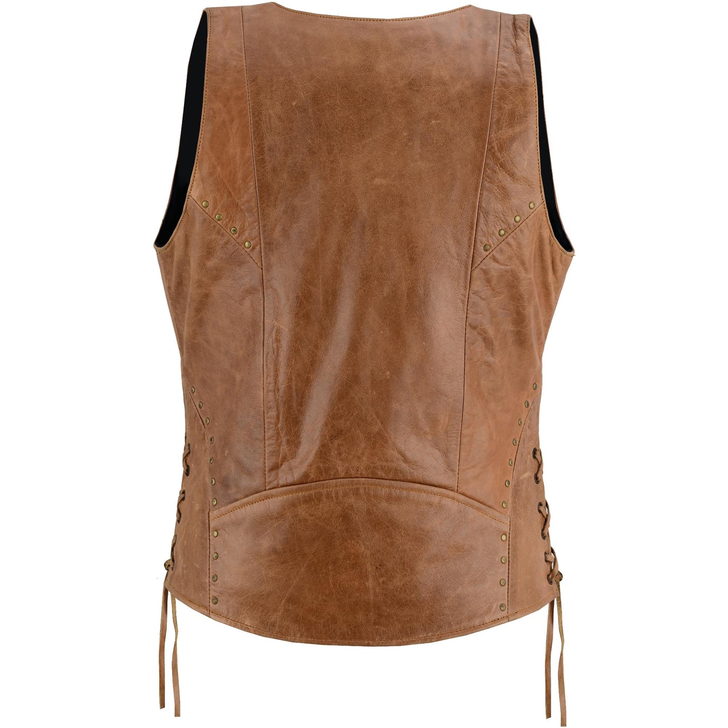 RC Women's Brown Zippered Vest with Lacing Details