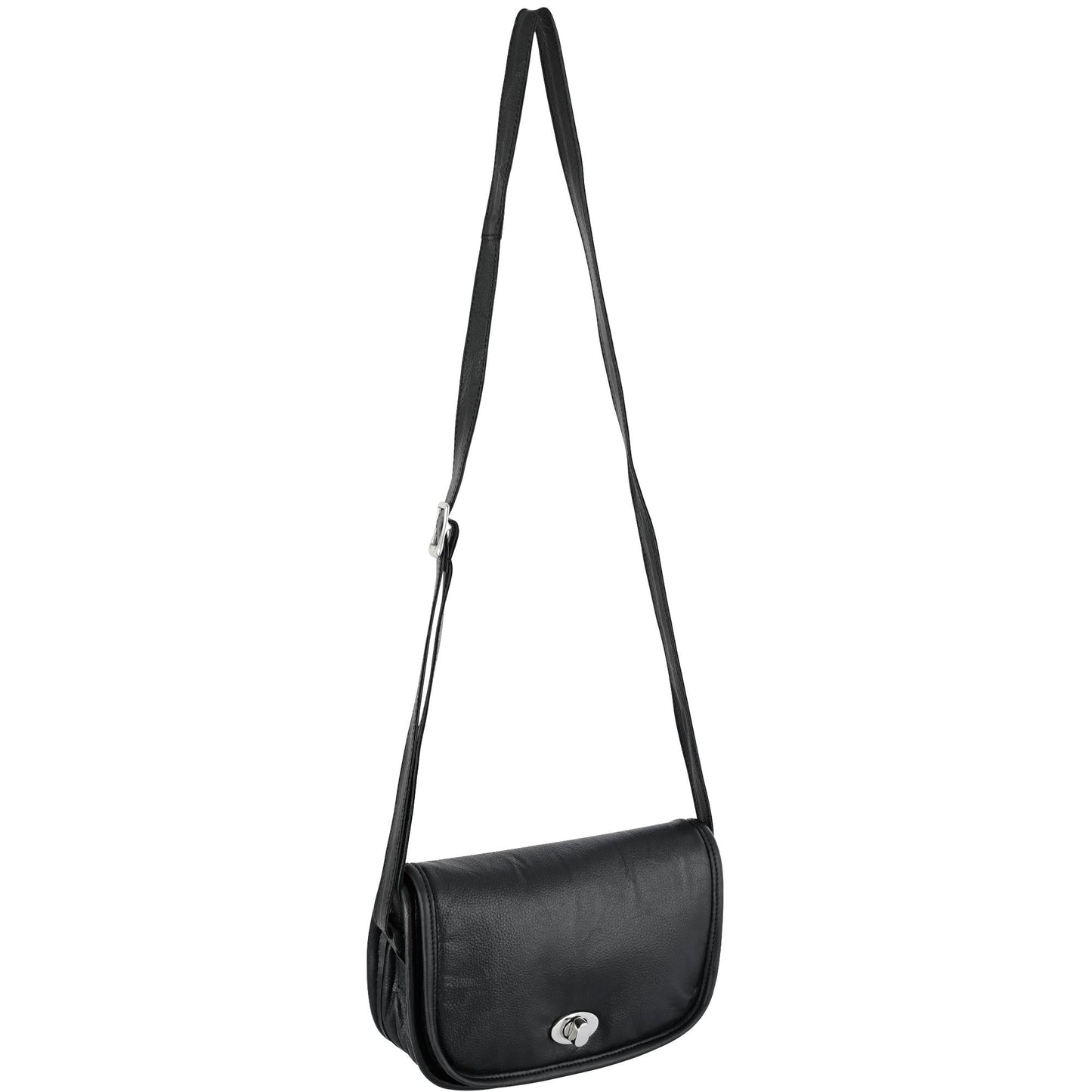 RC Women's Black Construction Leather Purse/Shoulder Bag