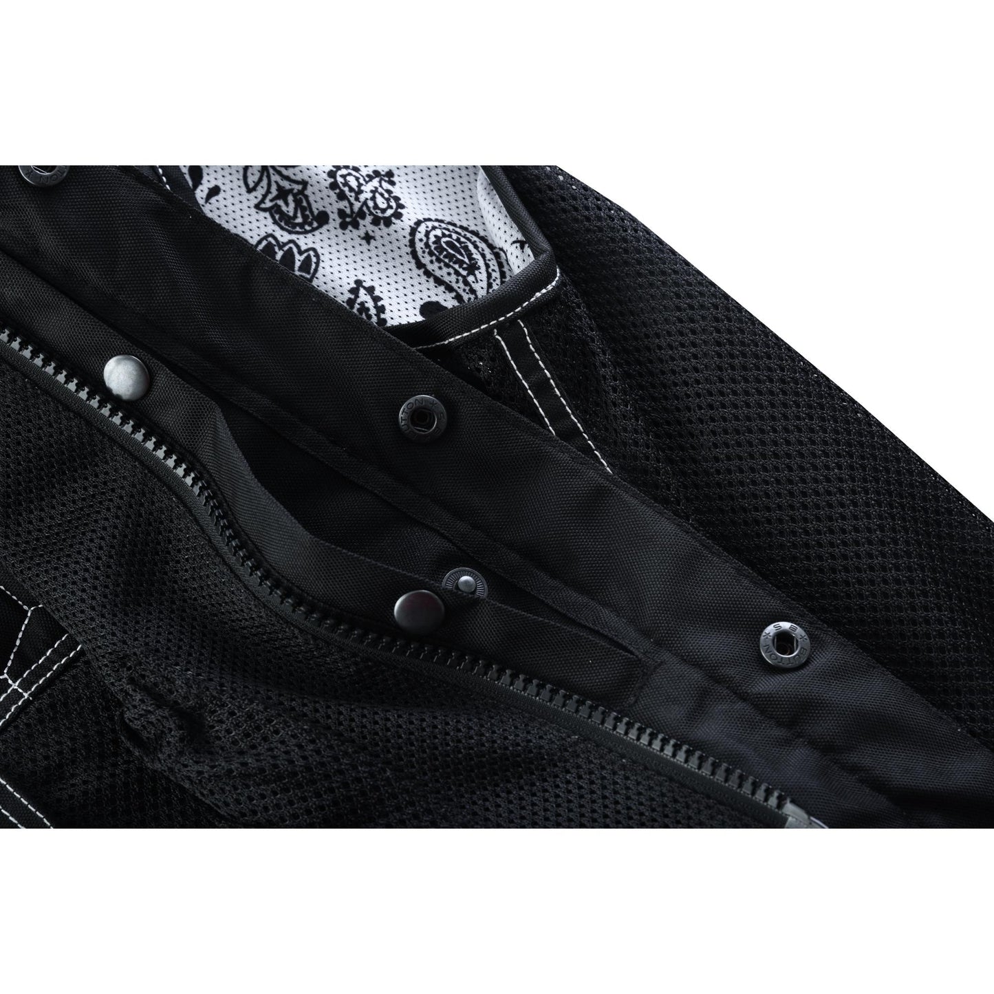 Men's Black Mesh Textile Vest with White Paisley Liner
