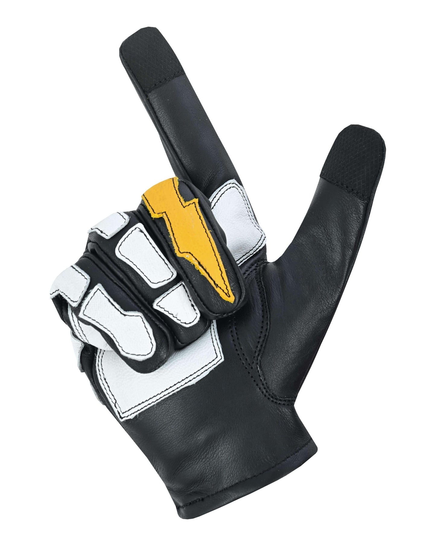 Devil HanRC Black White and Yellow Skeleton Bolt Glove