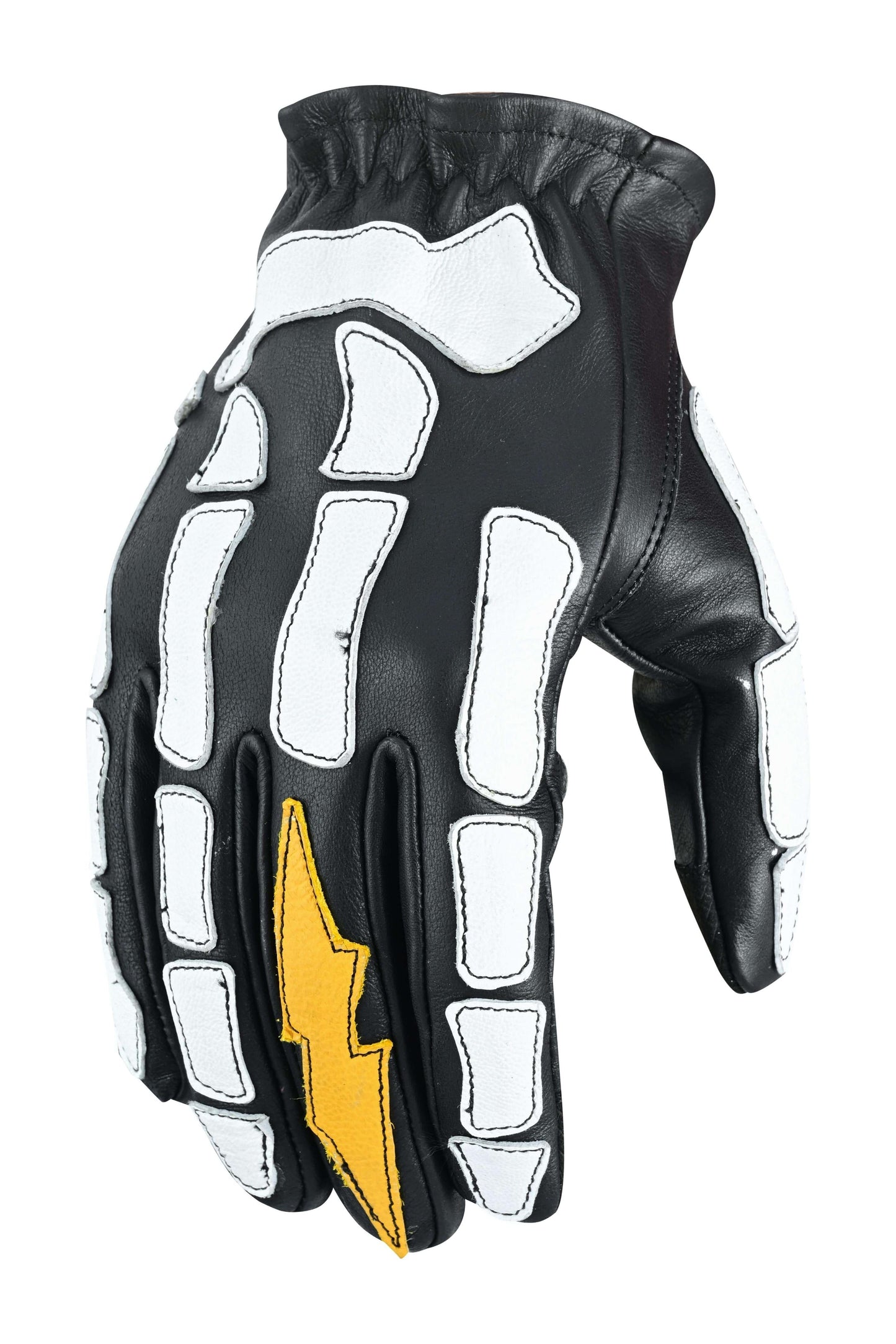 Devil HanRC Black White and Yellow Skeleton Bolt Glove