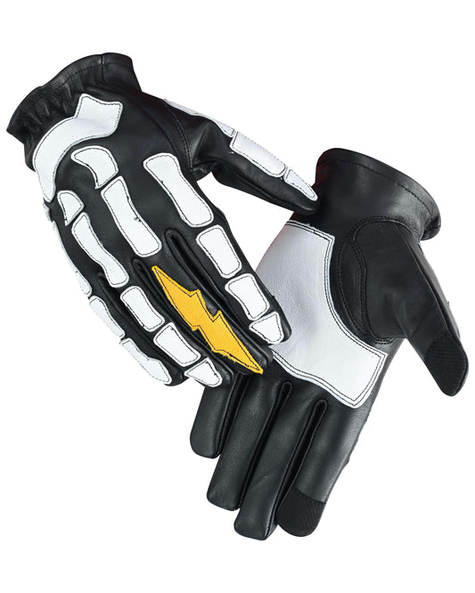 Devil HanRC Black White and Yellow Skeleton Bolt Glove