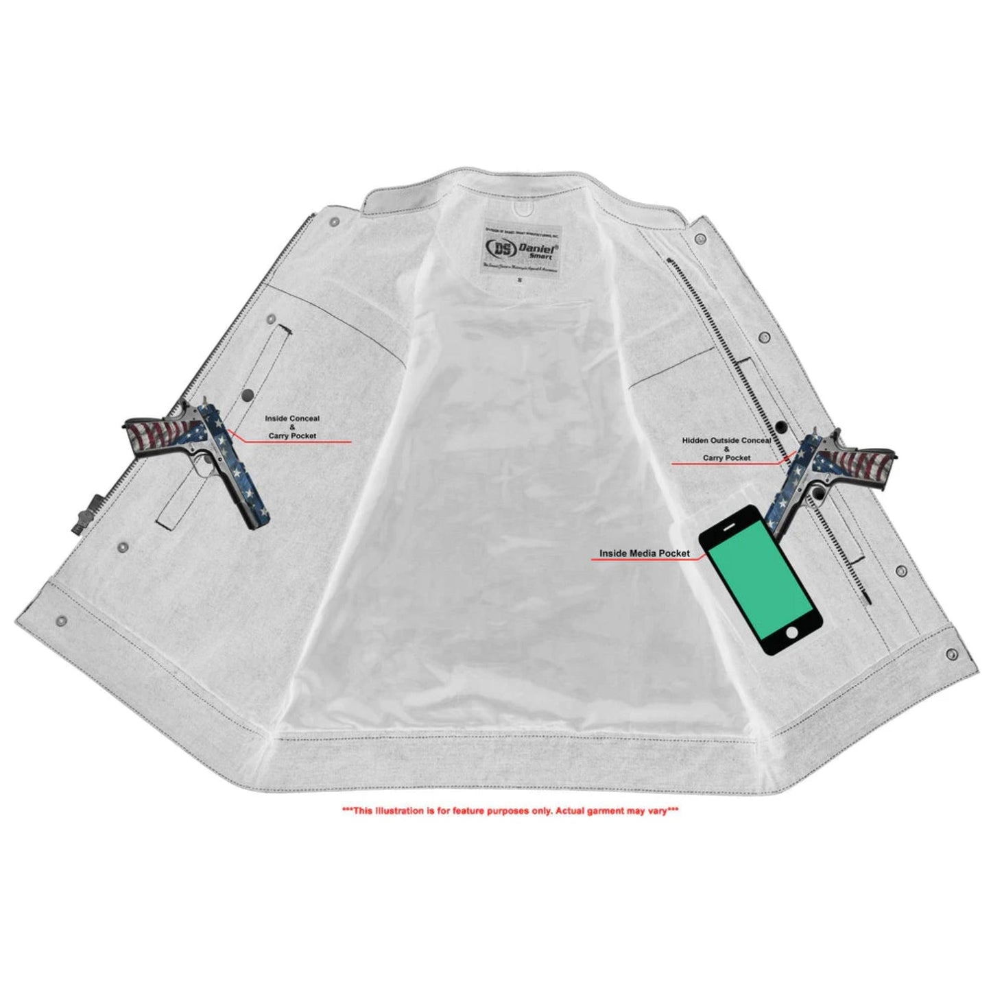 RC Men's Titan Black Leather Vest - Milled Cowhide, Hidden Zipper