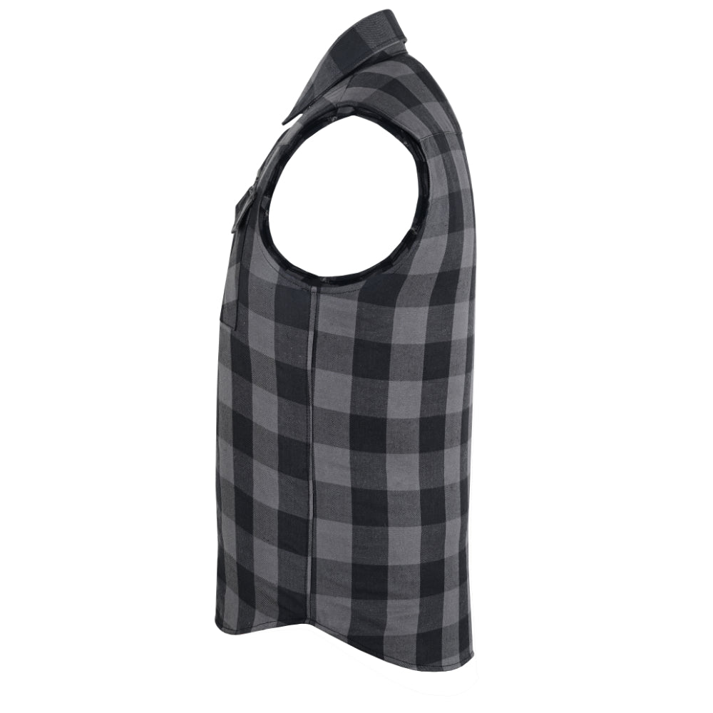 Gray Champ Men's Gray Black Sleeveless Flannel