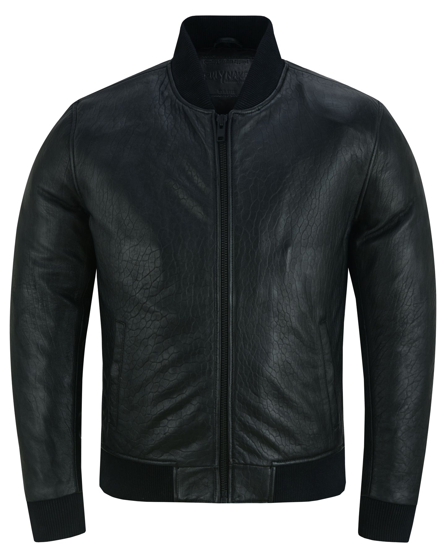 Stalwart Men’s Fashion Black Leather Bomber Jacket
