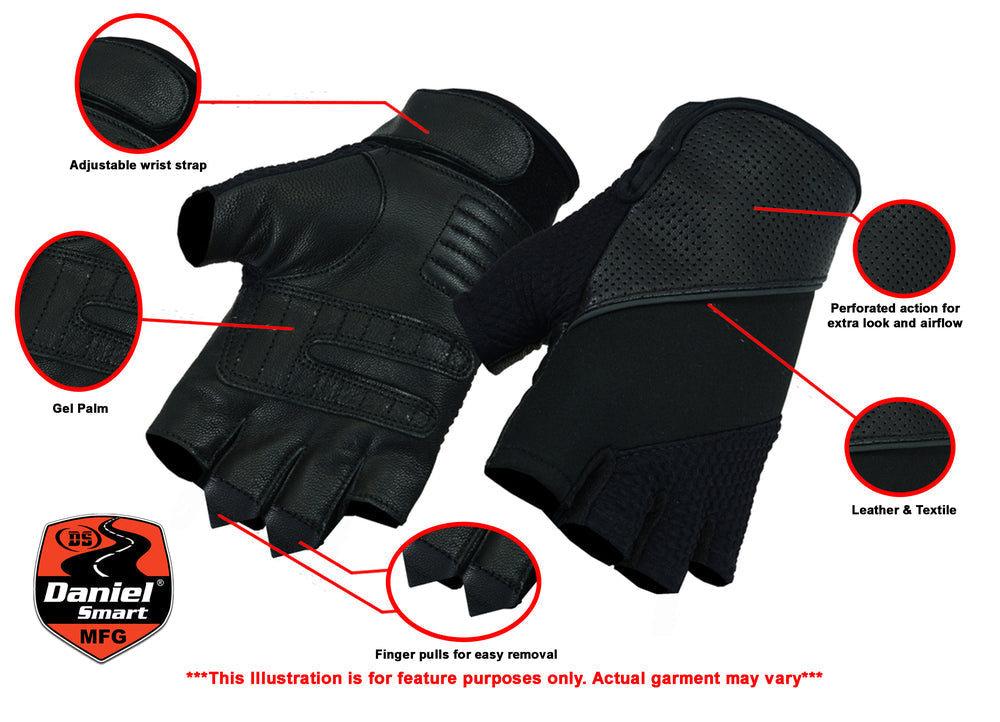 RC Leather/ Textile Fingerless Glove