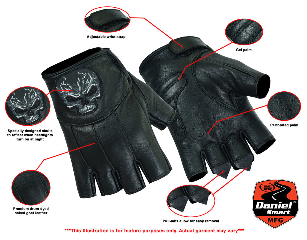 RC Reflective Skull Fingerless Glove