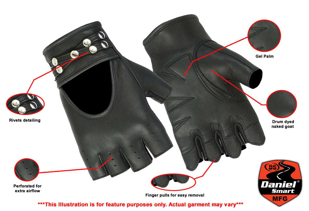 RC Women's Fingerless Glove with Rivets Detailing