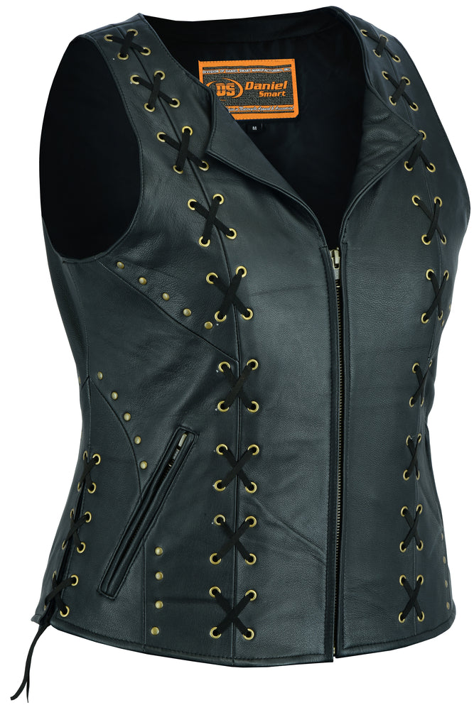 RC Women's Zippered Vest with Lacing Details