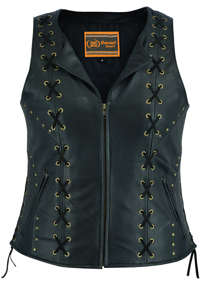RC Women's Zippered Vest with Lacing Details