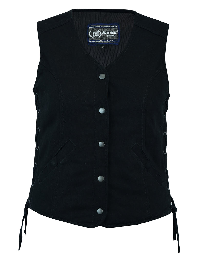 DM Women's Denim Longer Body ¾ Vest - Side Laces