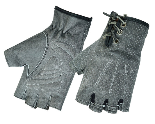 RC Women's Washed-Out Gray Perforated Fingerless Glove