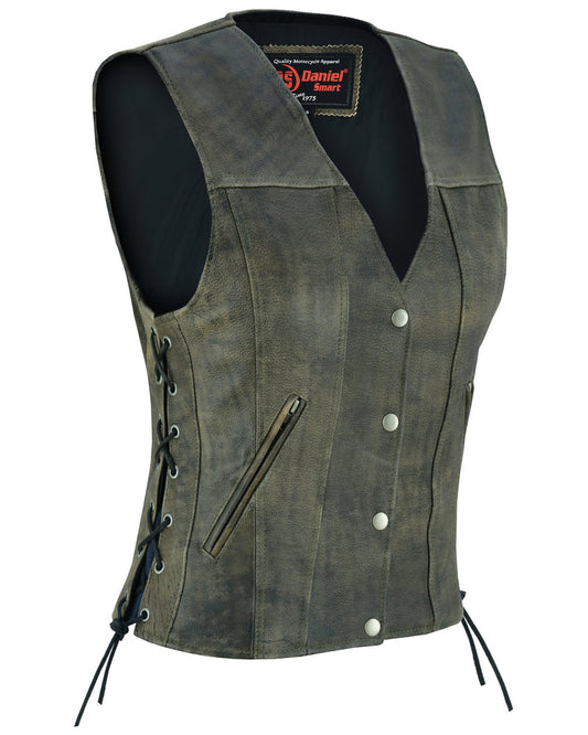 RC Women's Antique Brown Single Back Panel Concealed Carry Vest