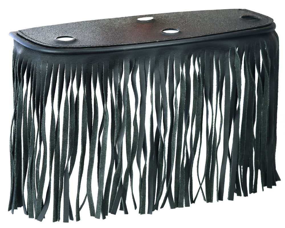 B1005 Black Leather Floor BoarRC with Fringe - Large