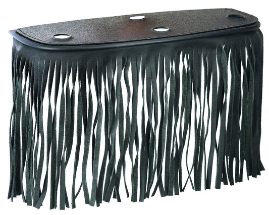 B1005 Black Leather Floor BoarRC with Fringe - Large