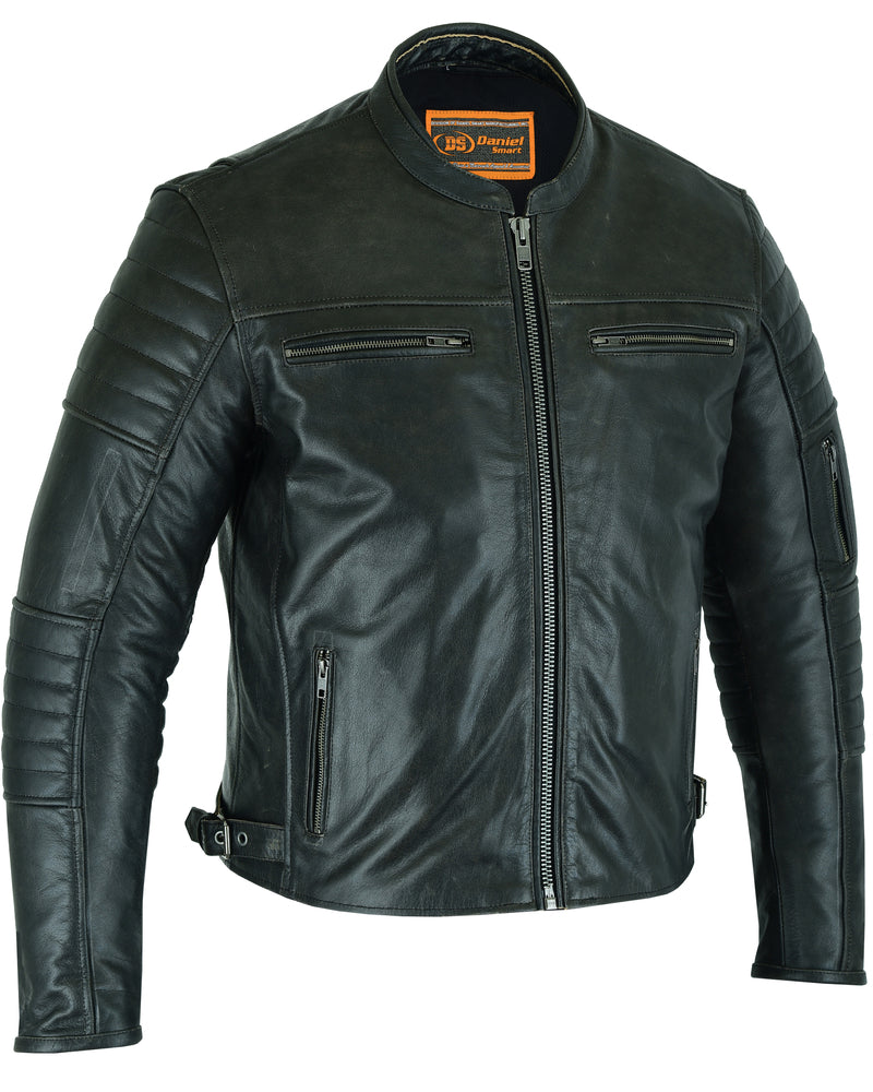 RC Men's Gun Metal Brown Crossover Leather Scooter Jacket