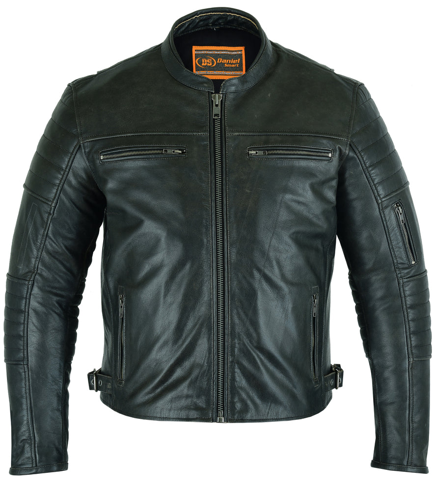 RC Men's Gun Metal Brown Crossover Leather Scooter Jacket
