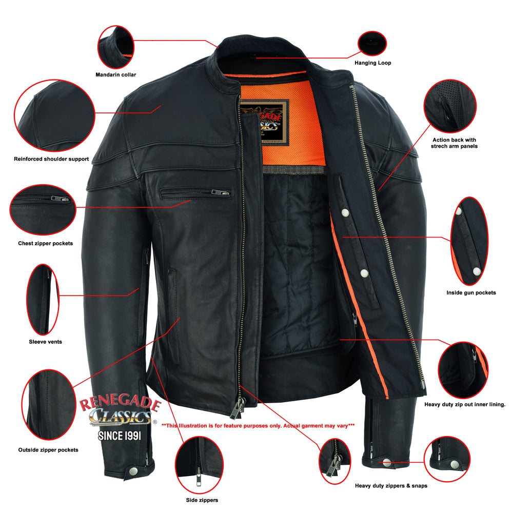 SpeeRCter Black Men’s Leather Motorcycle Jacket