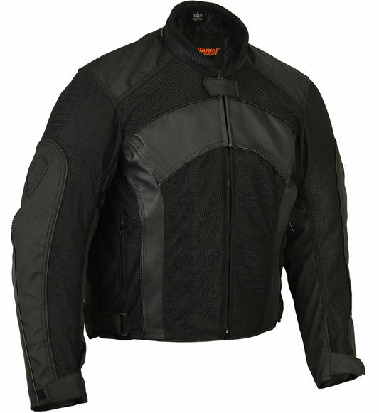 RC Mens Leather & Mesh Motorcycle Jacket  – Waterproof Liner