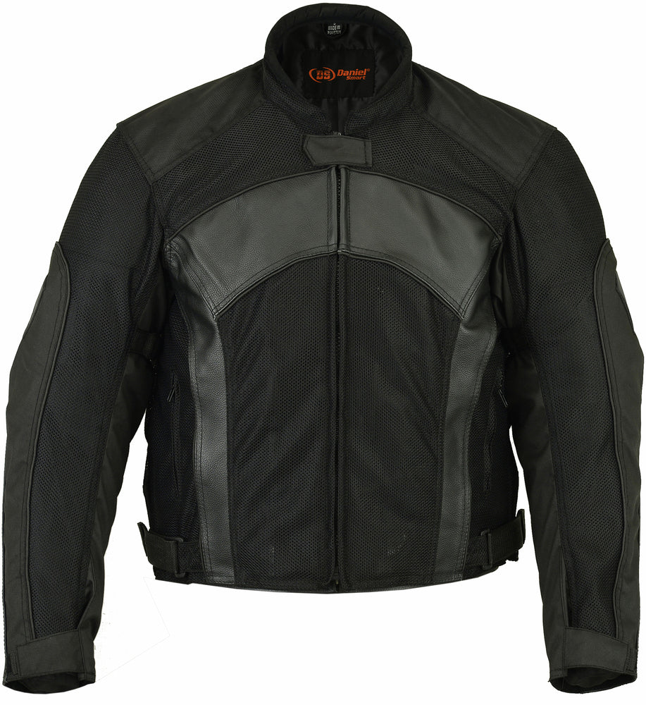 RC Mens Leather & Mesh Motorcycle Jacket  – Waterproof Liner