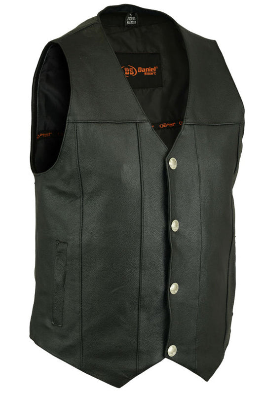 RC Men's Milled Single Back Panel Leather  Vest - Black