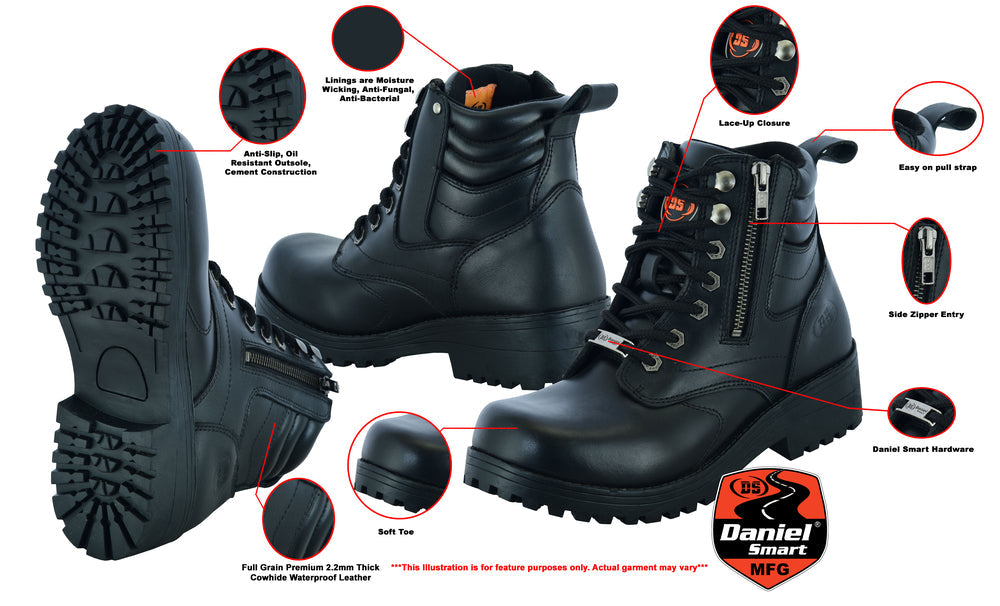 RC Women's Side Zipper Plain Toe Boots