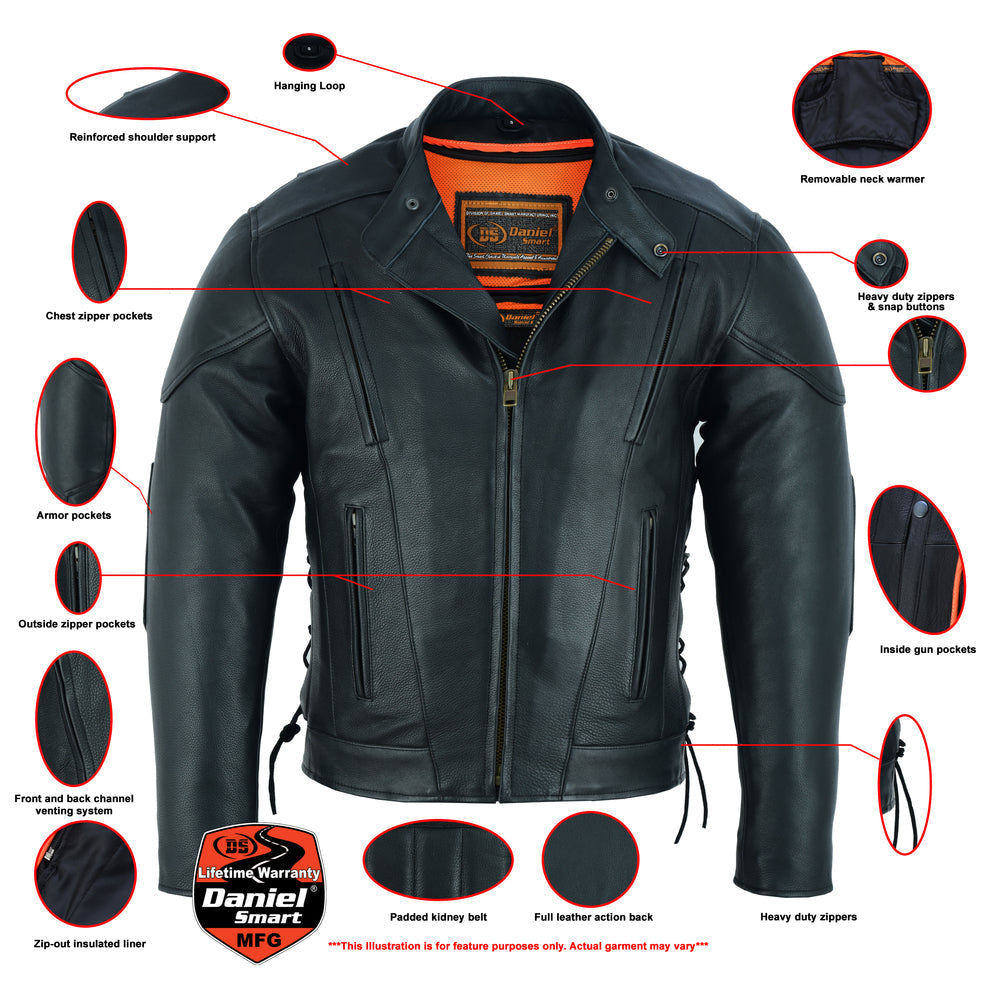 RC Men's Premium Vented Motorcycle Jacket – Side Laces