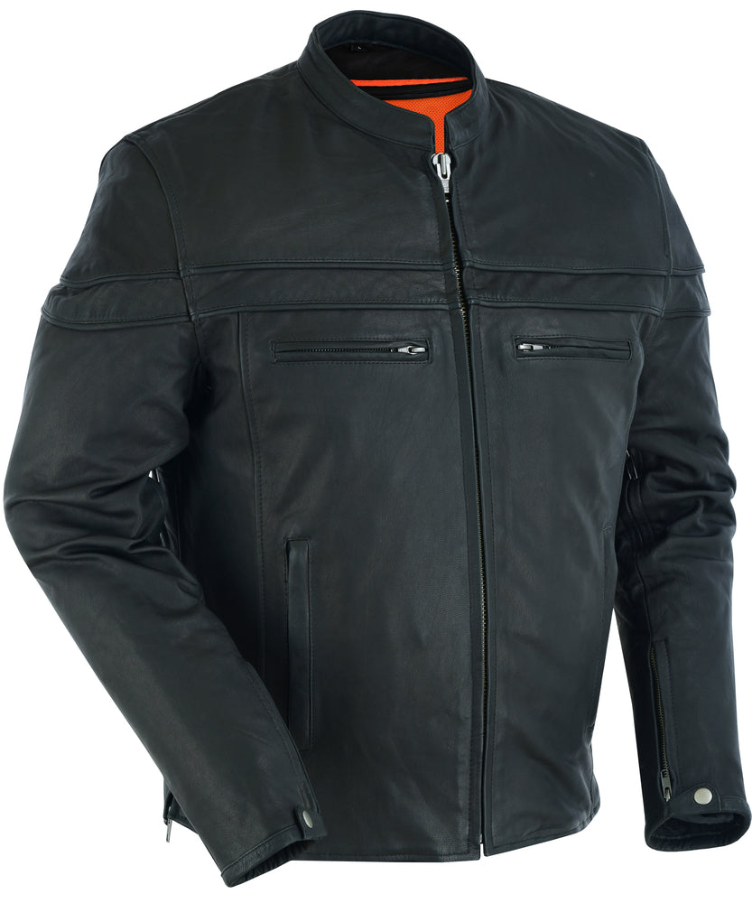 RC Men’s Sporty Lightweight Black Leather Cross Over Jacket